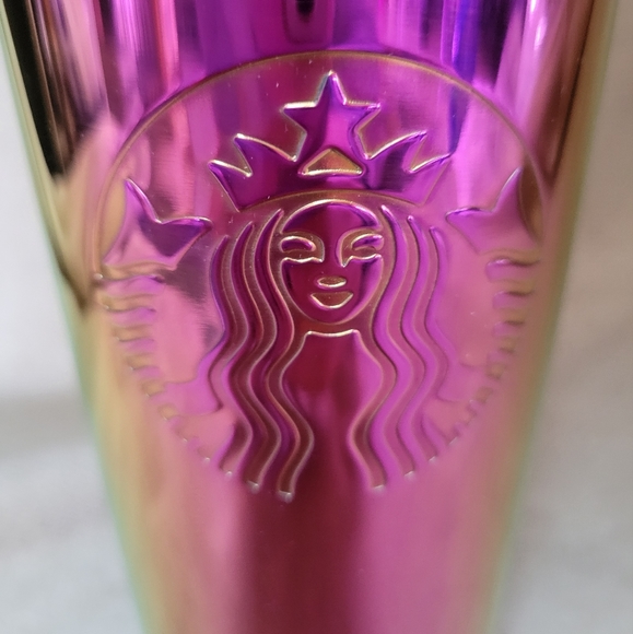 2019 Rainbow Oil Slick Stainless Steel Starbucks Tumbler | Gold & Purple | Rare - Picture 4 of 5